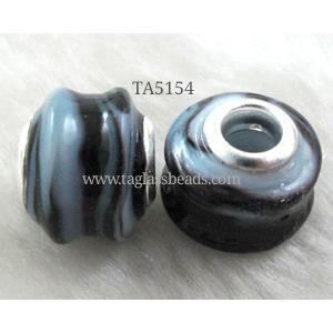 beads, lampwork glass, mixed color, 14mm dia, hole:5mm