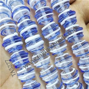 Round Lampwork Glass Beads Blue Line, approx 12mm dia