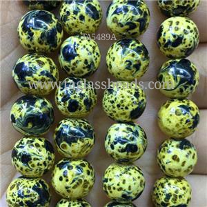 round Lampwork Beads with black snakeskin, approx 10mm dia