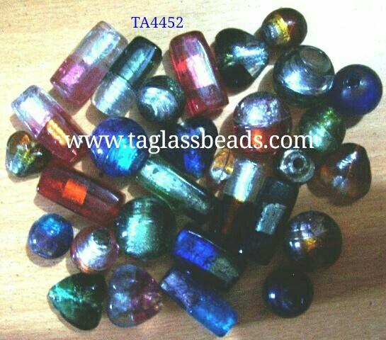 SILVER FOIL BIG SIZE HOLE BEADS TWO COLOR