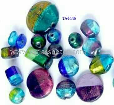 SILVER FOIL BIG SIZE HOLE BEADS TWO COLOR
