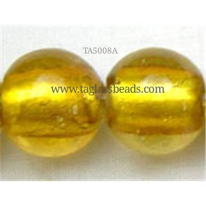 Lampwork Glass Beads with silver foil, round,  14mm dia