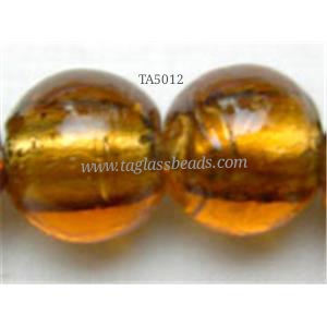 Lampwork Glass Beads with silver foil, round  14mm dia