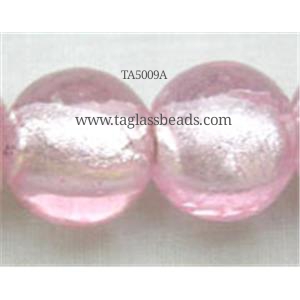 Lampwork Glass Beads with silver foil, round 14mm dia