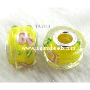 beads. lampwork glass, mixed color, 14mm dia, hole:5mm
