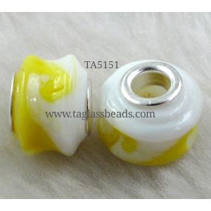 beads, lampwork glass, mixed color, 14mm dia, hole:5mm