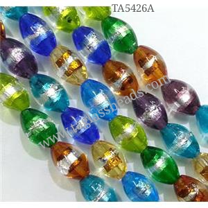 Lampwork Glass bead, mixed, 11x16mm