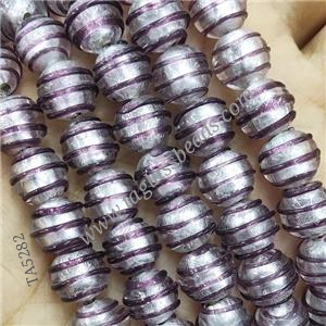 Larmwork Glass Beads With Silver Foil Round Line, approx 12mm dia