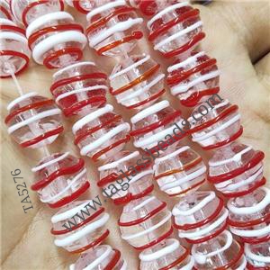 Round Lampwork Glass Beads Line Red, approx 12mm dia