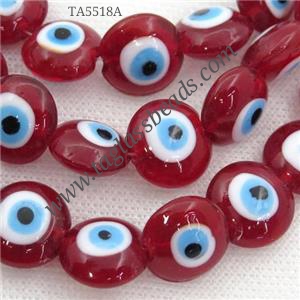 red Lampwork Glass button Beads with Evil Eye, approx 16mm