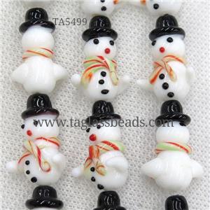 Lampwork glass snowman beads, approx 12-25mm