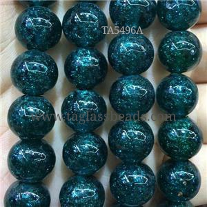 round Lampwork beads, peacock blue, approx 10mm dia