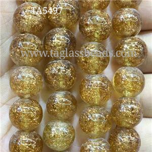 round Lampwork Glass Beads with goldsand, approx 8mm dia