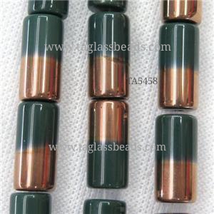 deepgreen Jadeite Glass tube beads, approx 10x20mm