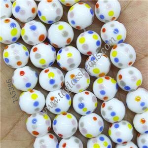 Round Lampwork Glass Beads Spotted, approx 10mm