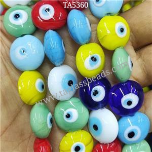 mix Lampwork Glass button Beads with Evil Eye, approx 16mm
