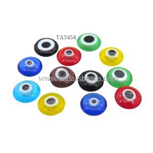 Lampwork Glass Evil Eye Beads without hole, mixed color, approx 8mm dia