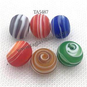 matte Lampwork Glass rondelle beads, mixed color, approx 16x18mm