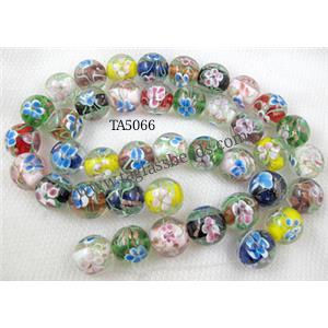 glass lampwork beads with goldsand, round, mixed color, 20mm dia