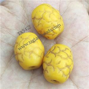 yellow Lampwork Beads, rondelle, approx 15-20mm