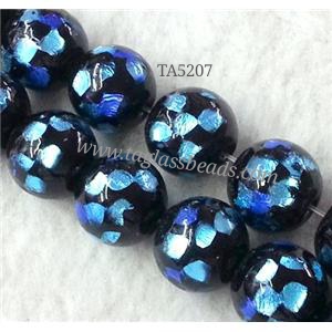 lampwork bead within silver foil, round, 20mm dia