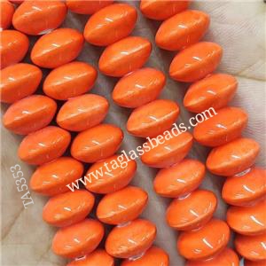 Orange Lampwork Glass Bicone Beads, approx 7x12mm