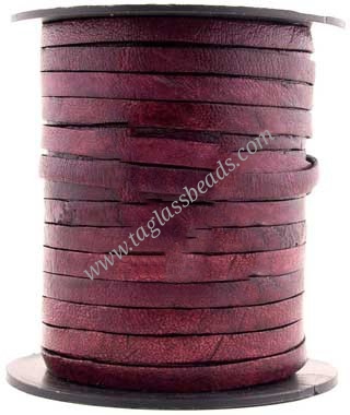 Leather Cord Flat - Plain Color  Size	3.0 mm to 8.0 mm