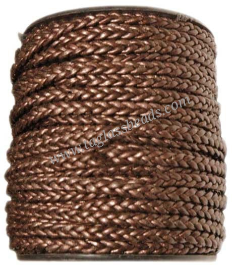 Leather Round Braided Cord Size 3 mm to 5.0 mm